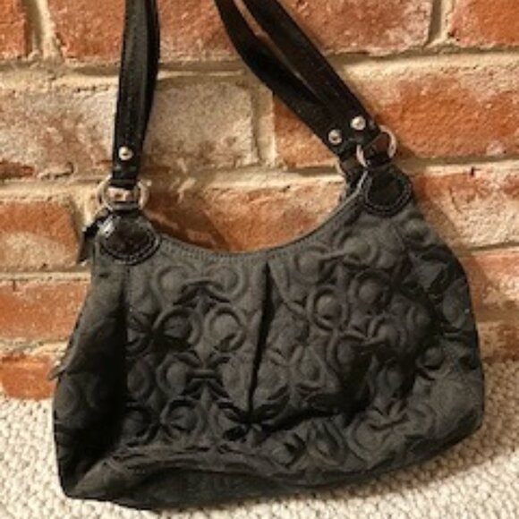 Classic black fabric Coach hand or shoulder small purse with matching wallet. - Picture 1 of 3